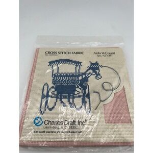 NEW‎ All Cotton Cross Stitch Fabric Aida 14 Count 12” x 18” Pink Vintage